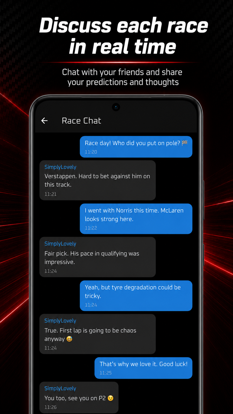 Next-race overview card with session schedule
